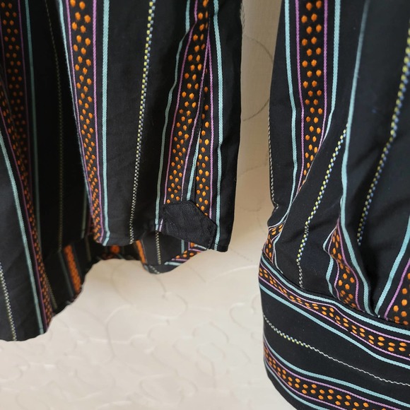 Robert Graham Mens Shirt Size XL Black Orange Button Down Striped Flip Cuff - Picture 4 of 16